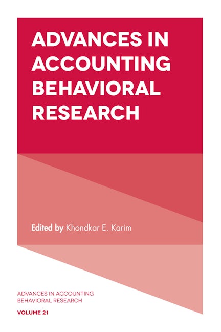 Book cover image for Advances in Accounting Behavioral Research ISBN: 9781787565449