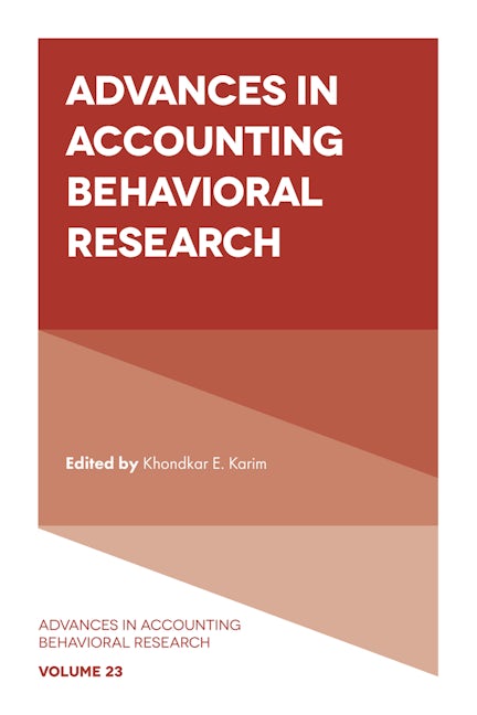 Book cover image for Advances in Accounting Behavioral Research ISBN: 9781838674021