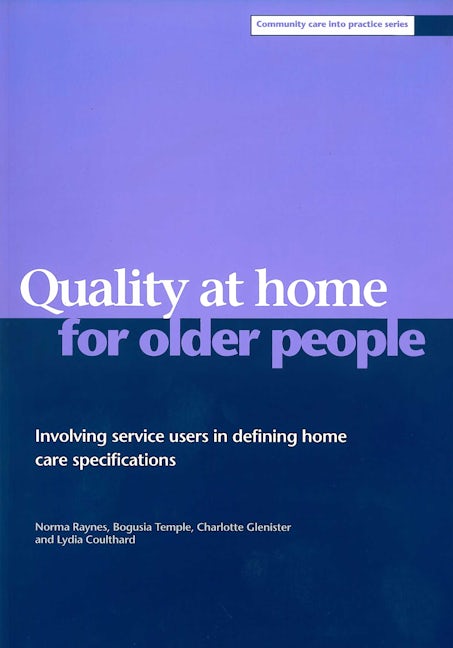 Book cover image for Quality at home for older people ISBN: 9781861343529