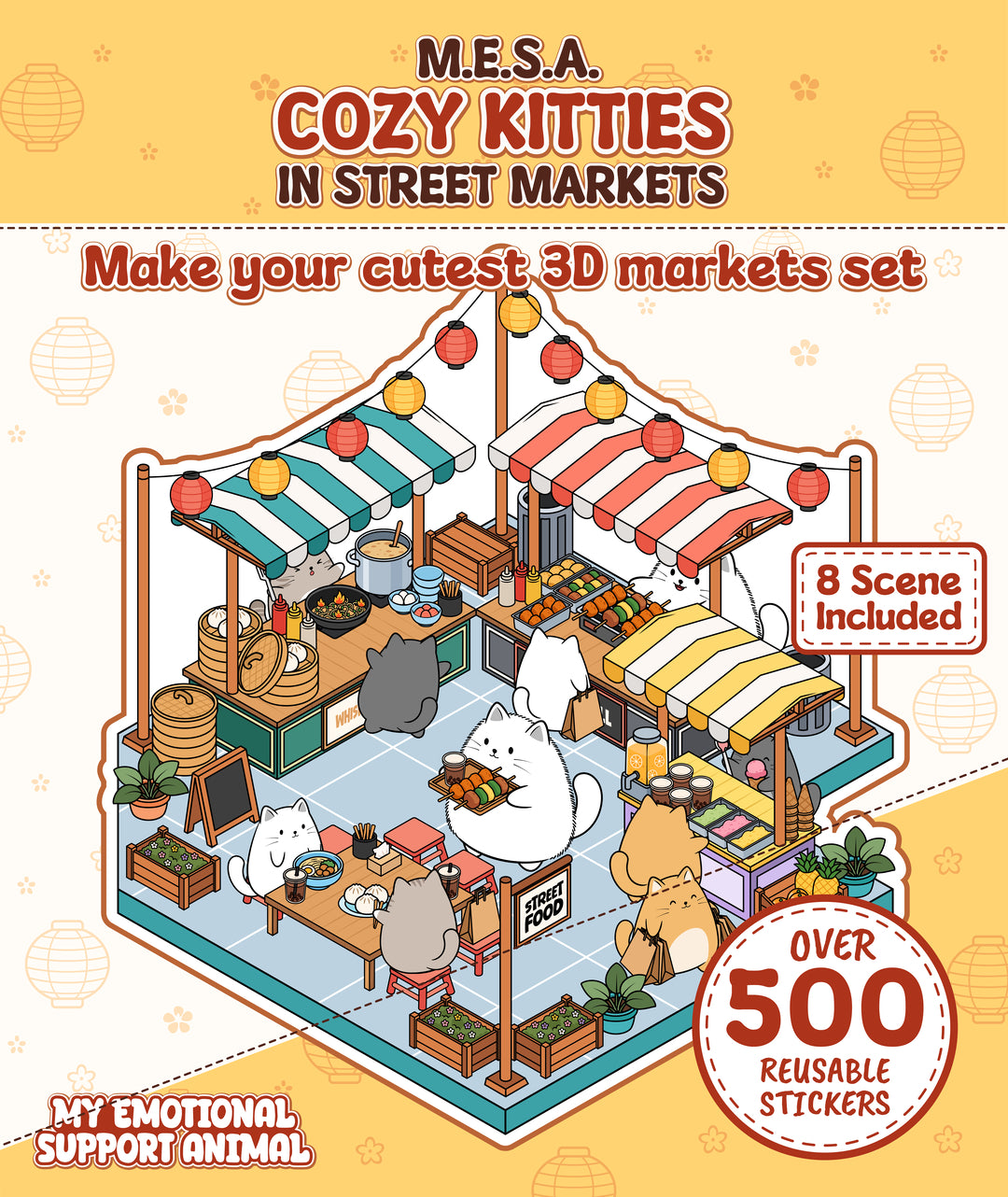 Cover image for Cozy Kitties in Street Markets: Mini Sticker Series ISBN 9781918775143