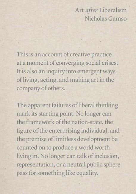 Book cover image for Art after Liberalism ISBN: 9781941332689