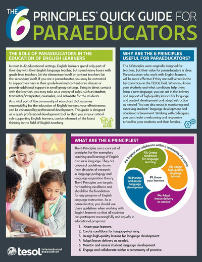 Cover image for The 6 Principles Quick Guide for Paraeducators, isbn: 9781945351709