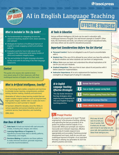 Cover image for TESOL Zip Guide: AI in English Language Teaching (Pack of 25), isbn: 9781953745491