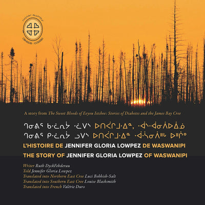 Cover image for Chenivir kilwaariyaa lupes utipaachimuwin waaswaanipiihch uhchiiu = Chenivir kalwaariyaa lwaapes utipaachimuwin, waaswaanipiiuiinuu / L'histoire de Jennifer Gloria Lowpez de Waswanipi, isbn: 9781989796030