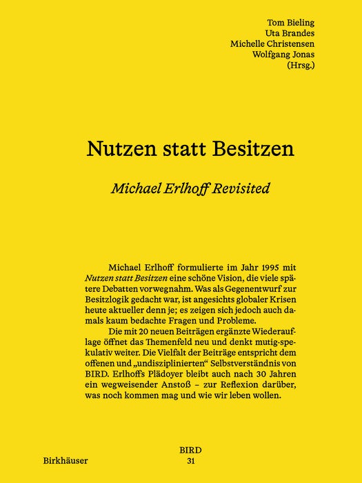 Book cover image for Nutzen statt Besitzen ISBN: 9783035630121