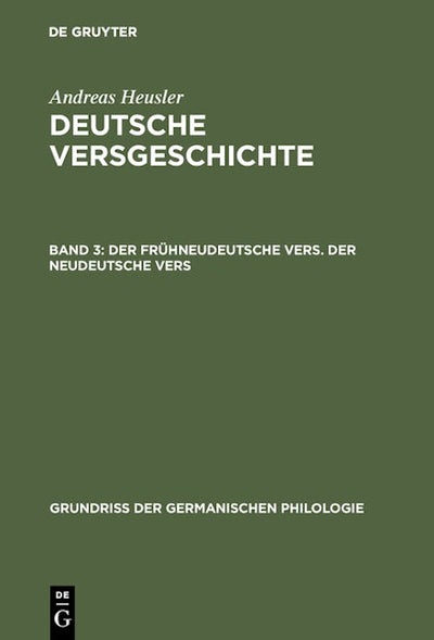 Der frühneudeutsche Vers. Der neudeutsche Vers
