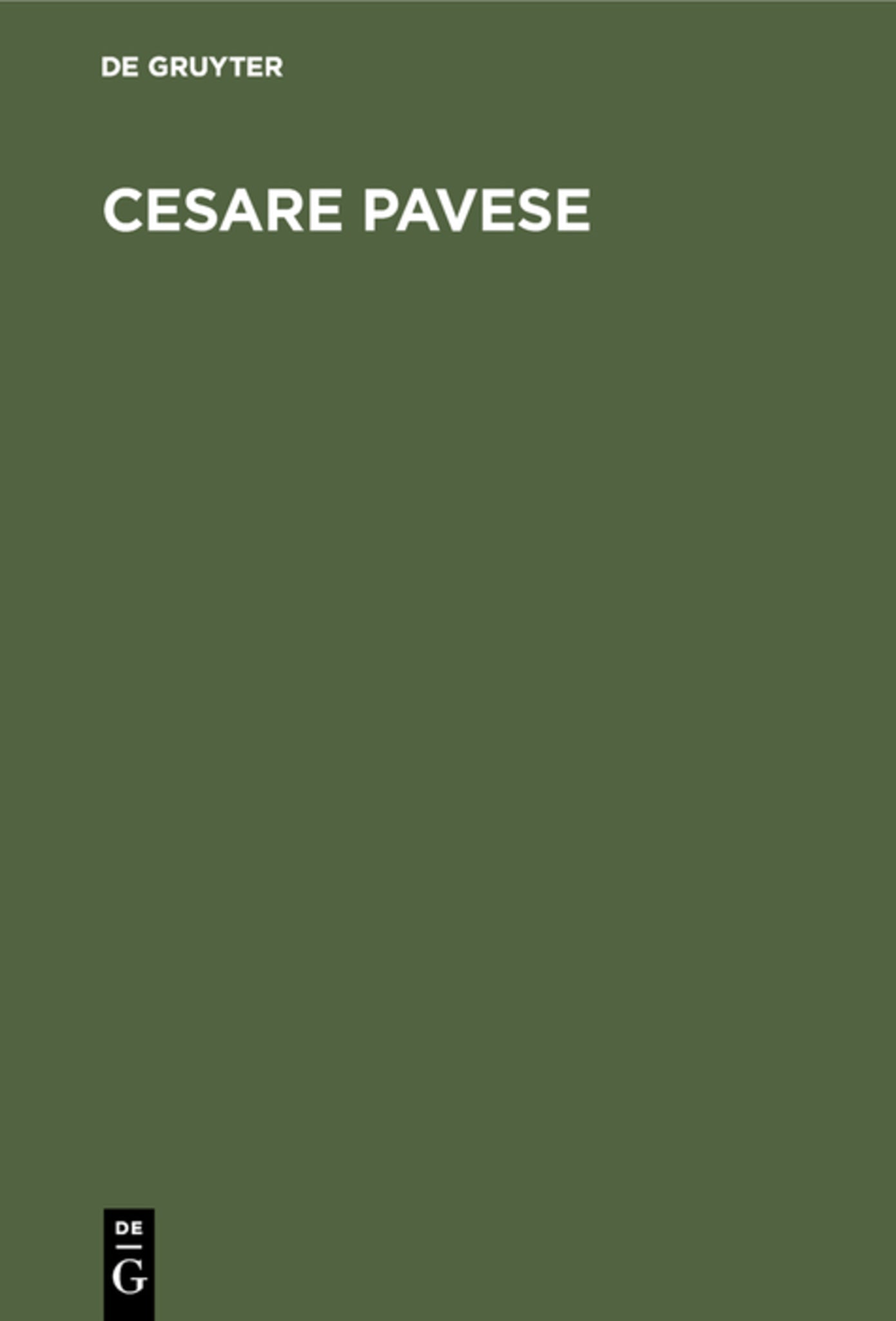 Cover image for Cesare Pavese ISBN 9783110002300