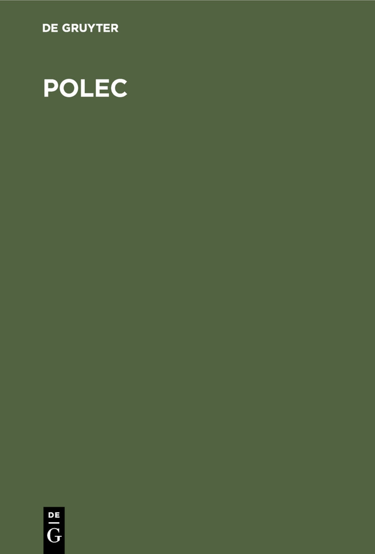 Cover image for Polec ISBN 9783110008920