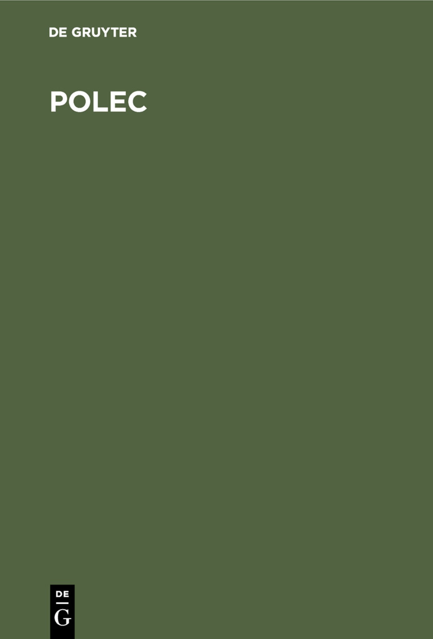 Cover image for Polec ISBN 9783110008920
