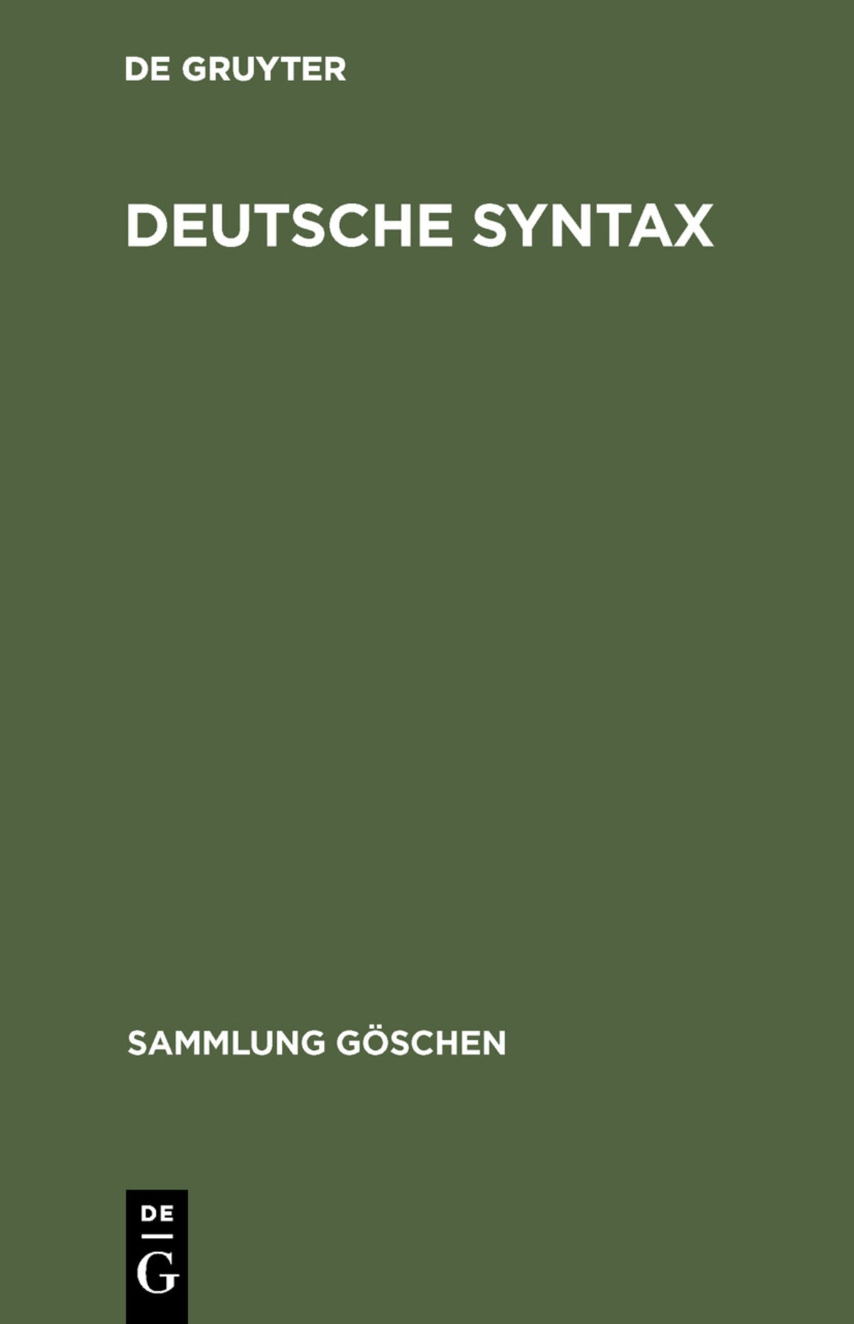Cover image for Deutsche Syntax ISBN 9783110040159