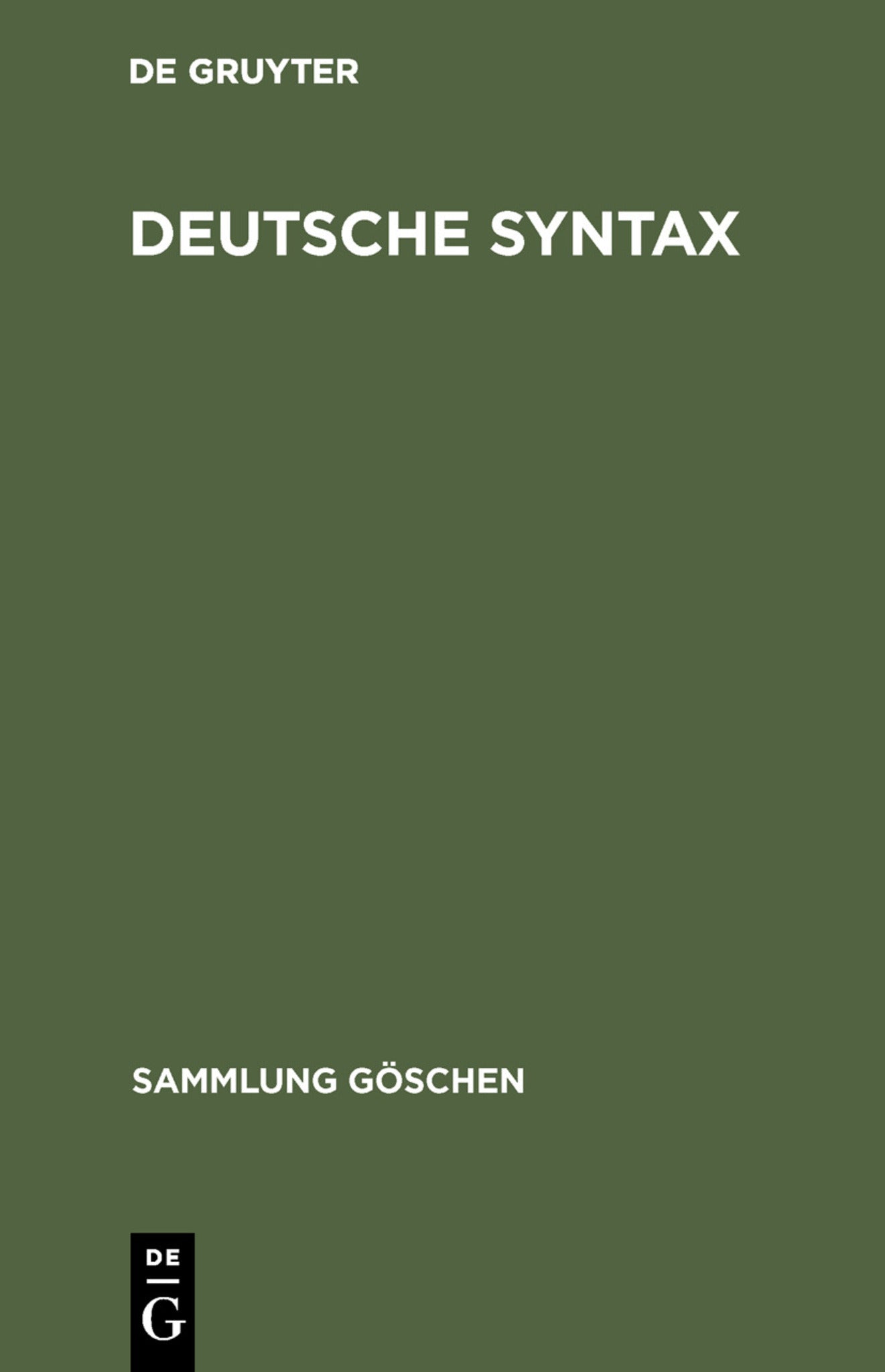 Cover image for Deutsche Syntax ISBN 9783110040159
