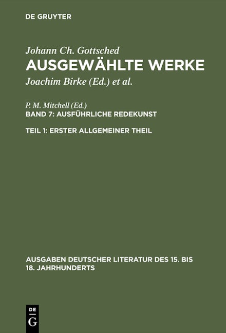 Ausführliche Redekunst. Erster Allgemeiner Theil