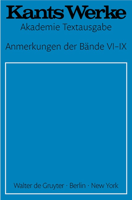 Anmerkungen der Bände VI–IX
