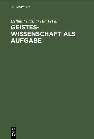 Geisteswissenschaft als Aufgabe