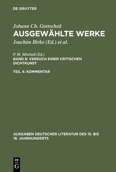 Versuch einer Critischen Dichtkunst. Kommentar