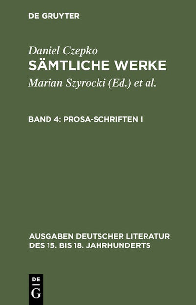 Prosa-Schriften I
