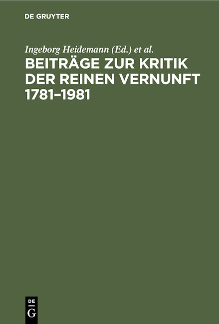 Beiträge zur Kritik der reinen Vernunft 1781–1981