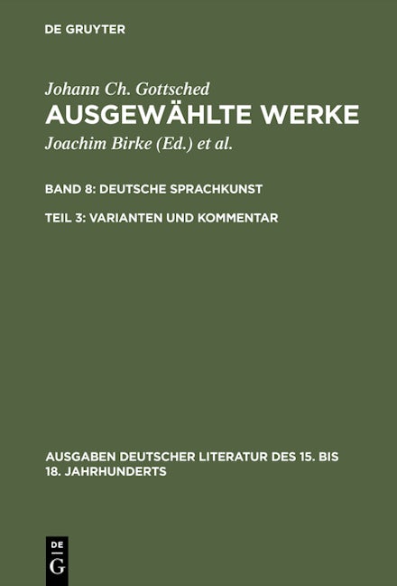 Deutsche Sprachkunst. Varianten und Kommentar