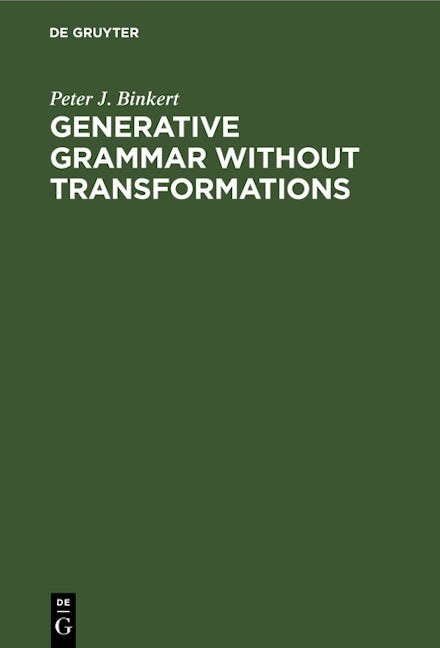 Generative Grammar without Transformations