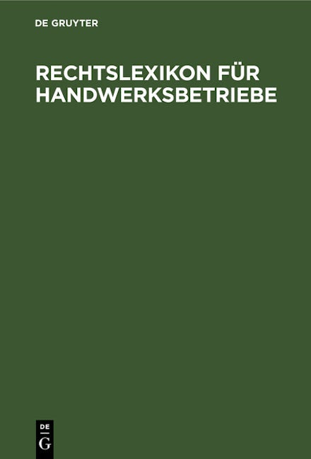 Rechtslexikon für Handwerksbetriebe