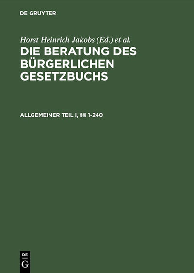 Allgemeiner Teil I und II, §§ 1–240