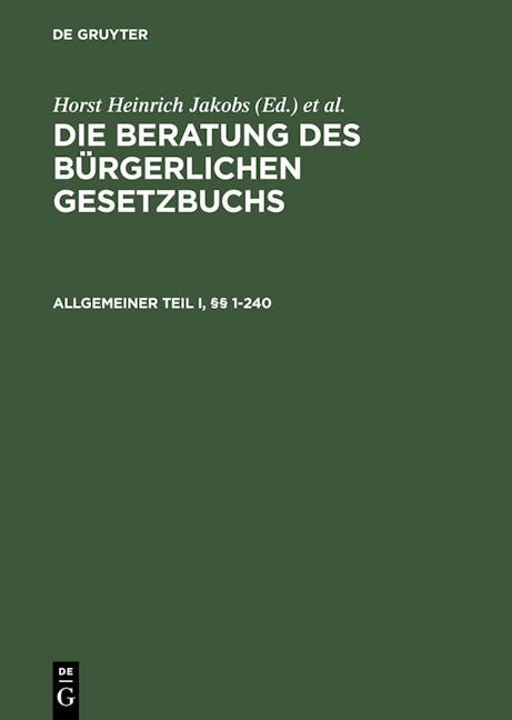Allgemeiner Teil I und II, §§ 1–240