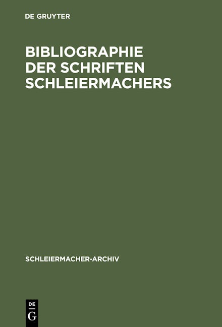 Bibliographie der Schriften Schleiermachers
