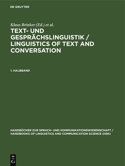 Text- und Gesprächslinguistik 1. Halbband