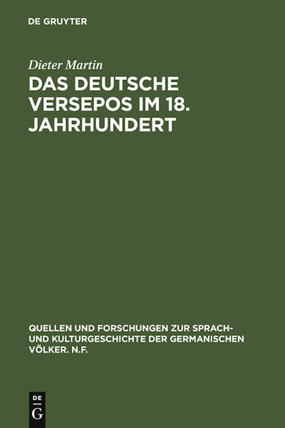 Das deutsche Versepos im 18. Jahrhundert