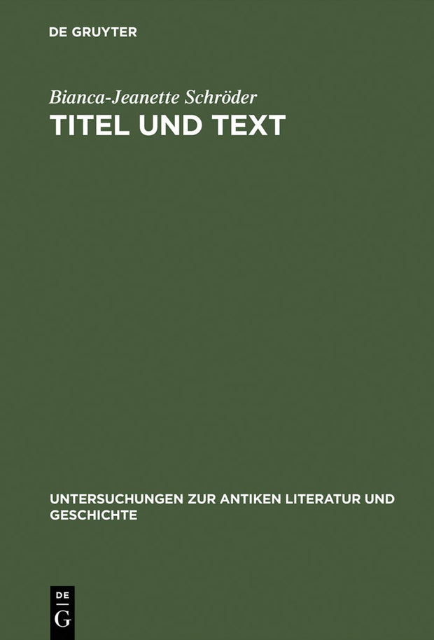 Cover image for Titel und Text, isbn: 9783110164534