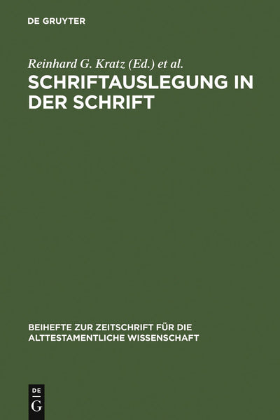 Cover image for Schriftauslegung in der Schrift, isbn: 9783110169027