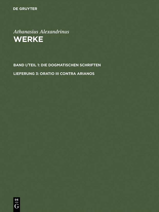 Cover image for Oratio III contra Arianos, isbn: 9783110169447