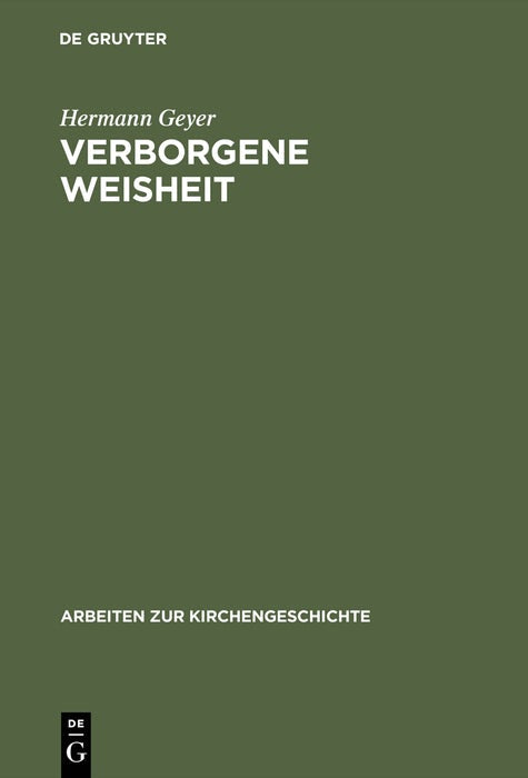 Cover image for Verborgene Weisheit, isbn: 9783110170566
