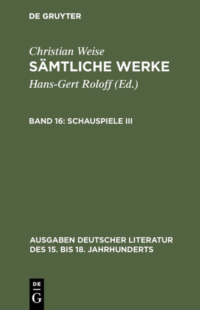 Cover image for Schauspiele III, isbn: 9783110172256