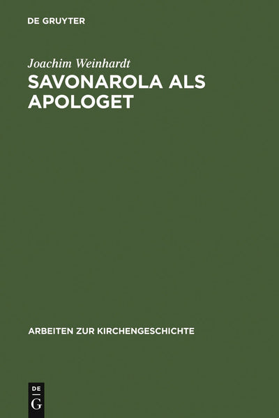 Cover image for Savonarola als Apologet, isbn: 9783110175226