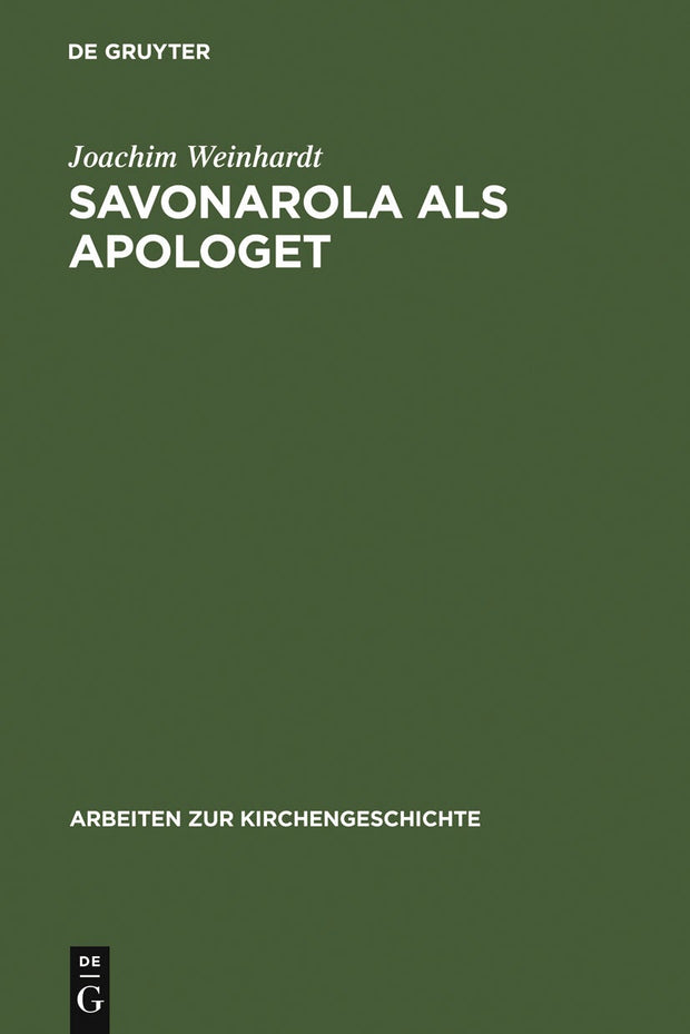 Cover image for Savonarola als Apologet, isbn: 9783110175226
