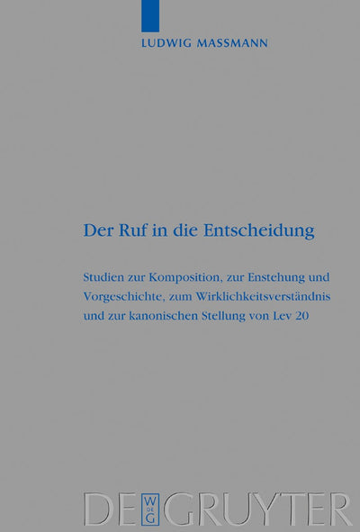 Cover image for Der Ruf in die Entscheidung, isbn: 9783110176445