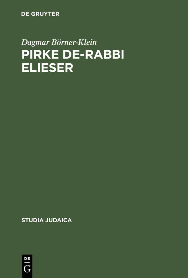 Cover image for Pirke de-Rabbi Elieser, isbn: 9783110181111
