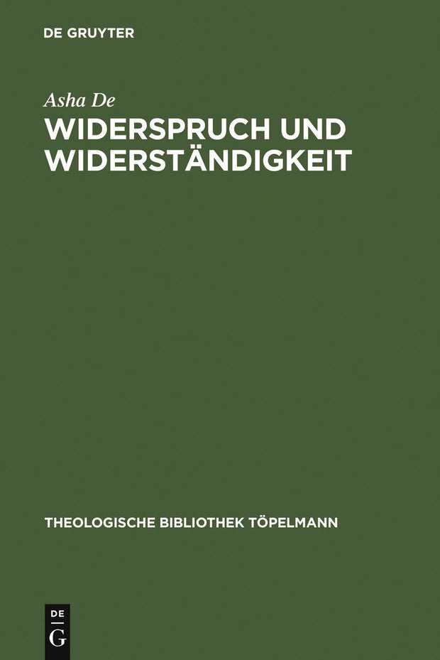 Cover image for Widerspruch und Widerständigkeit, isbn: 9783110181579