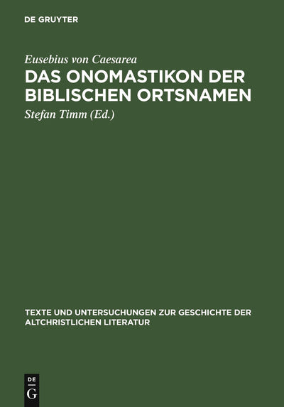 Cover image for Das Onomastikon der biblischen Ortsnamen, isbn: 9783110181913