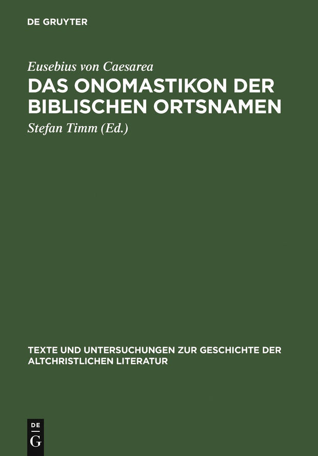 Cover image for Das Onomastikon der biblischen Ortsnamen, isbn: 9783110181913