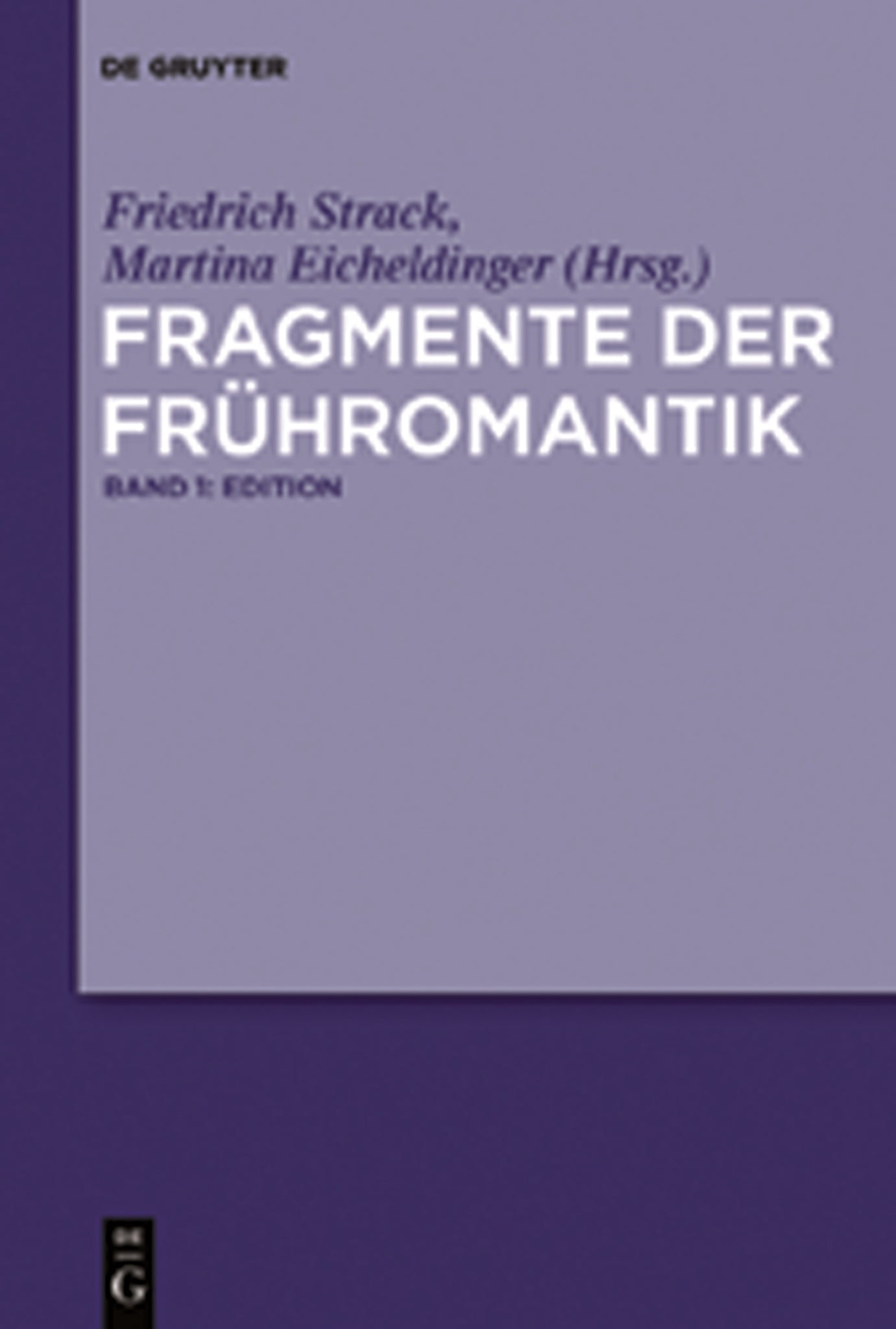 Cover image for Fragmente der Frühromantik ISBN 9783110208467