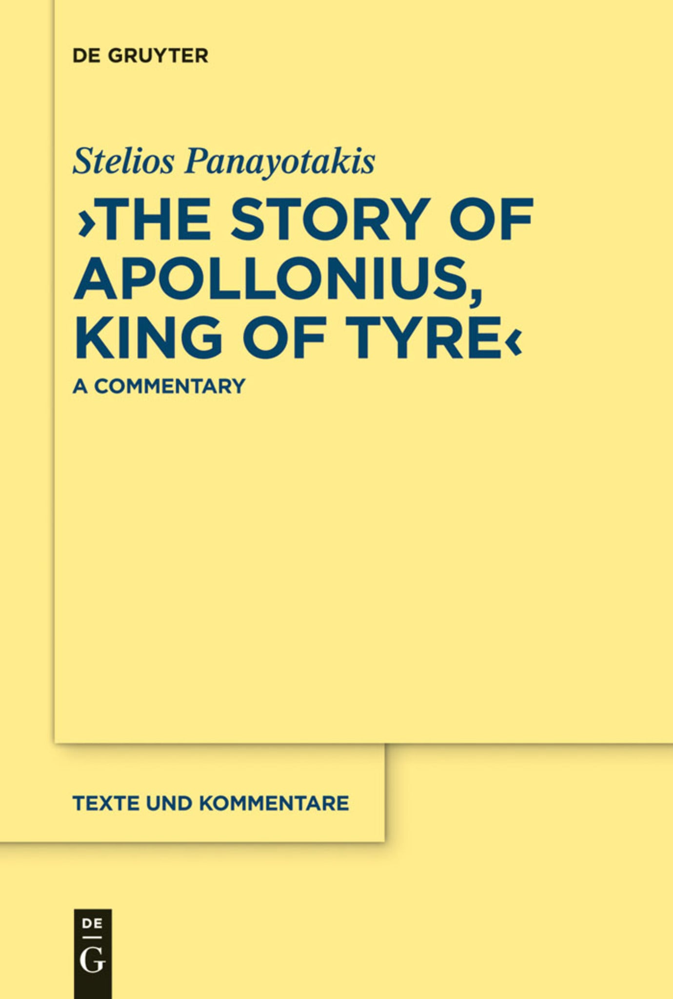 Cover image for "The Story of Apollonius, King of Tyre" ISBN 9783110214123