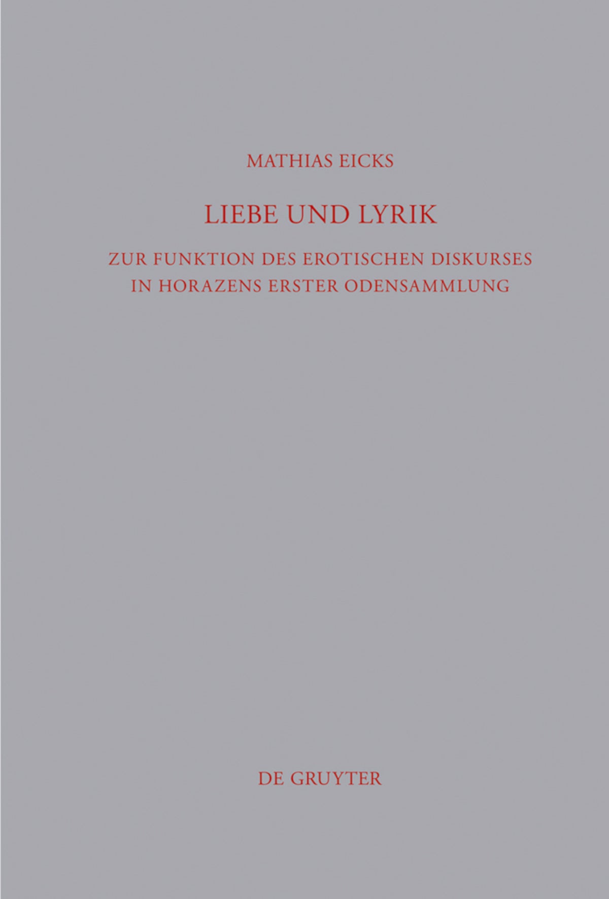 Cover image for Liebe und Lyrik ISBN 9783110238945