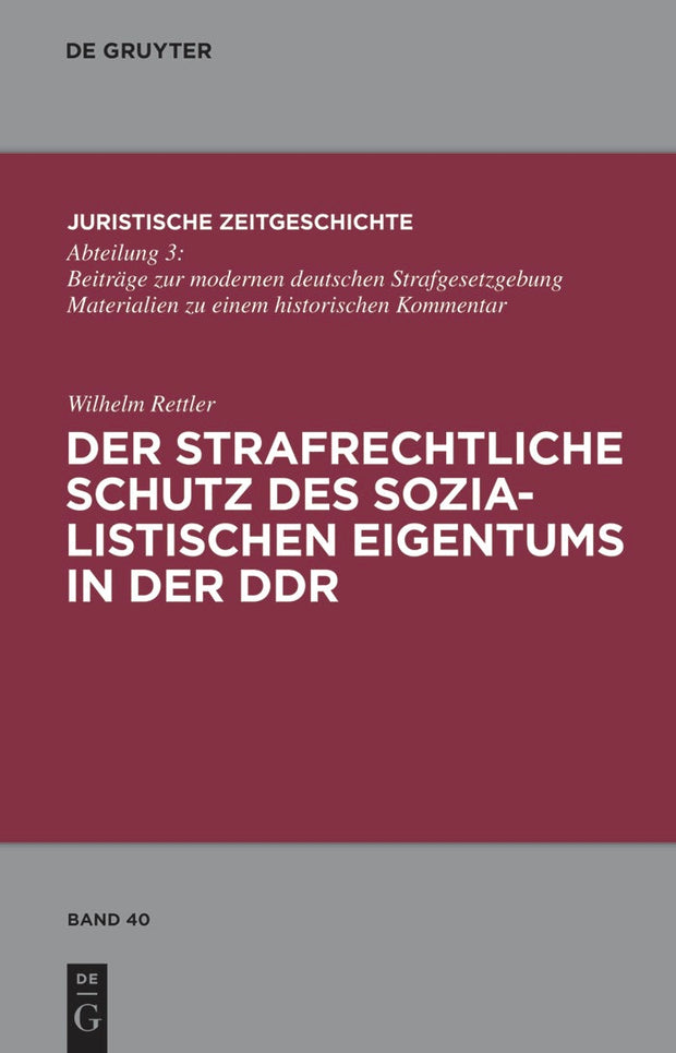Cover image for Der strafrechtliche Schutz des sozialistischen Eigentums in der DDR, isbn: 9783110248555