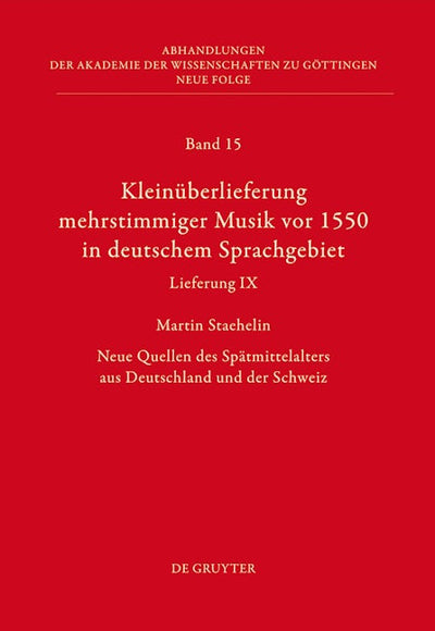 Kleinüberlieferung mehrstimmiger Musik vor 1550 in deutschem Sprachgebiet, Lieferung IX