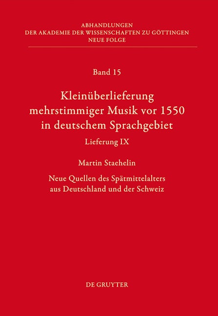 Kleinüberlieferung mehrstimmiger Musik vor 1550 in deutschem Sprachgebiet, Lieferung IX