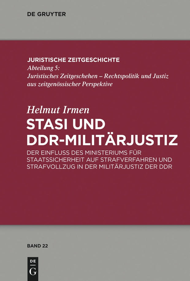 Cover image for Stasi und DDR-Militärjustiz, isbn: 9783110316643