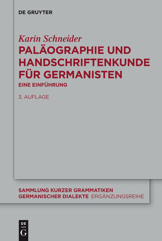 Cover image for Paläographie und Handschriftenkunde für Germanisten, isbn: 9783110337044
