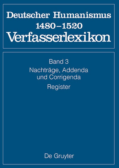 Nachträge, Addenda, Corrigenda, Register